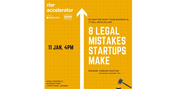 Session on legal mistakes startups make at Barclays Rise Accelerator by TRA